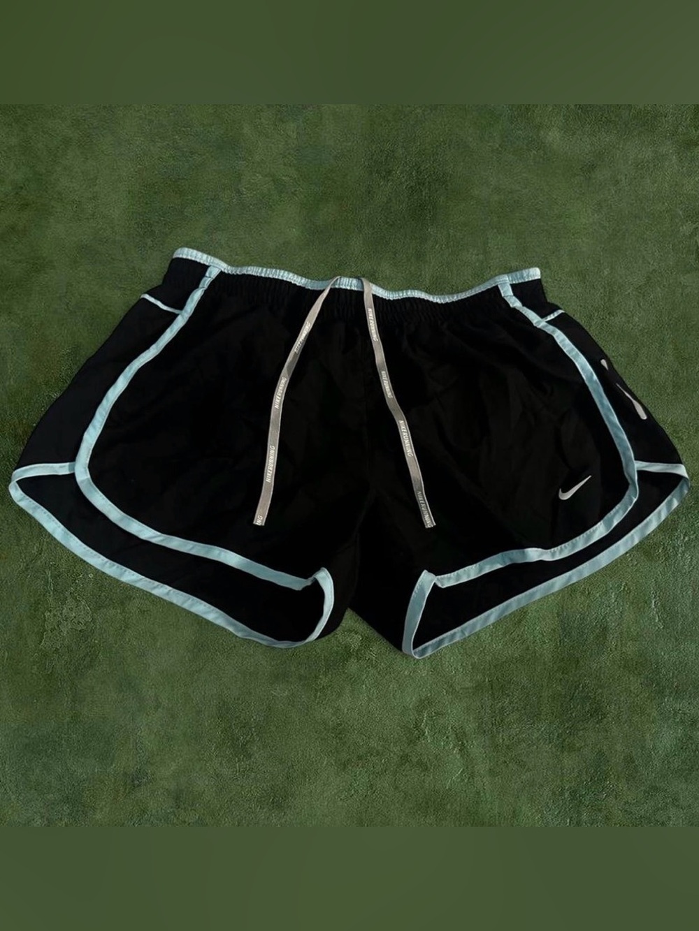 Nike Black Women's Athletic Shorts with Light Blue Trim